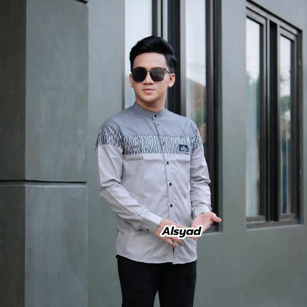 Baju Koko Pria - Baju Koko Dewasa Lengan Panjang Motif Keren Kombinasi Bahan Katun Toyobo Delux