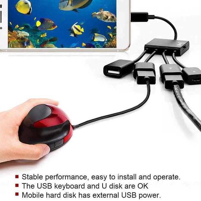 Kabel Otg Micro Usb Otg Hub 4 In 1 Data Cable & Charge Multifunction