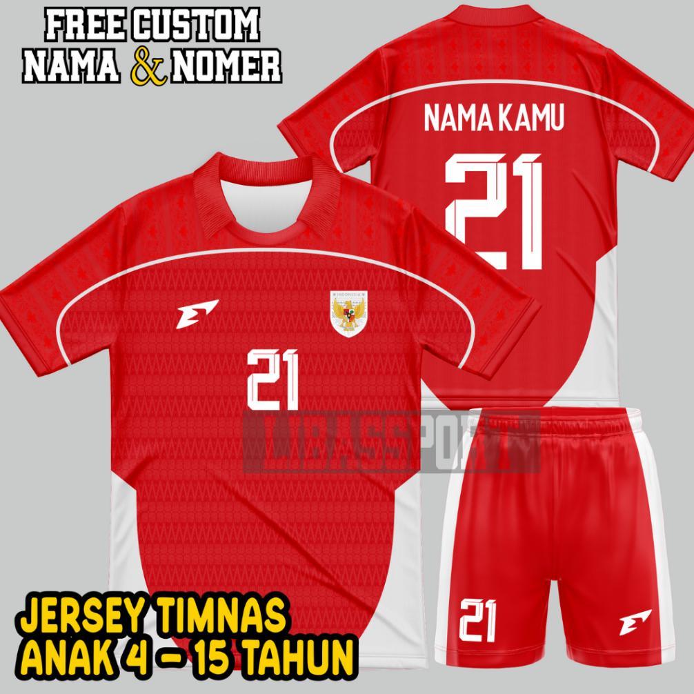 JERSEY TIMNAS ANAK FREE SABLON NAMA NOMER PUNGGUNG,STELAN JERSEY TIMNAS INDONESIA UKURAN ANAK
