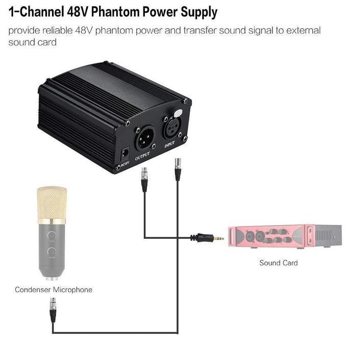 Phantom Power 1 Channel 48V Supply Microphone Condenser [terbaik]