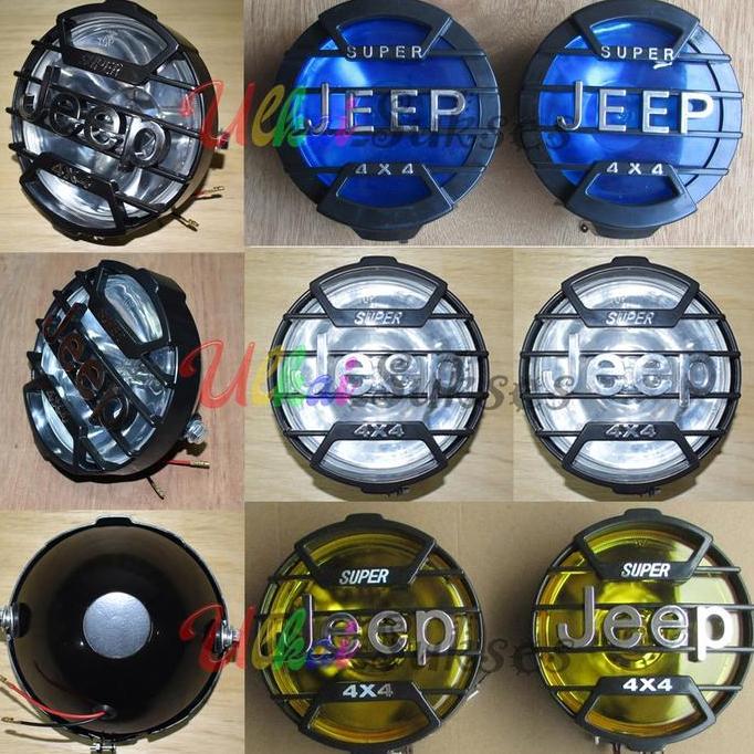 Promo Lampu Utama Atau Lampu Sorot Depan Motor Dan Mobil 12V Jeep Isi 2 Ukuran 4x4 Hitam Satu Ukuran