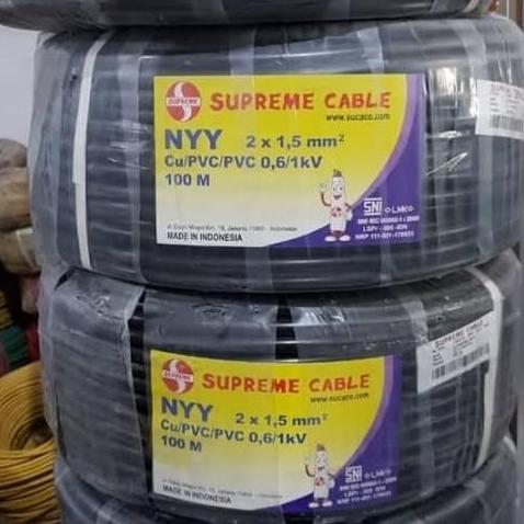 Kabel NYY 2x1,5 2x1.5 Outdoor Hitam Tanam Taman Permeter Ecer