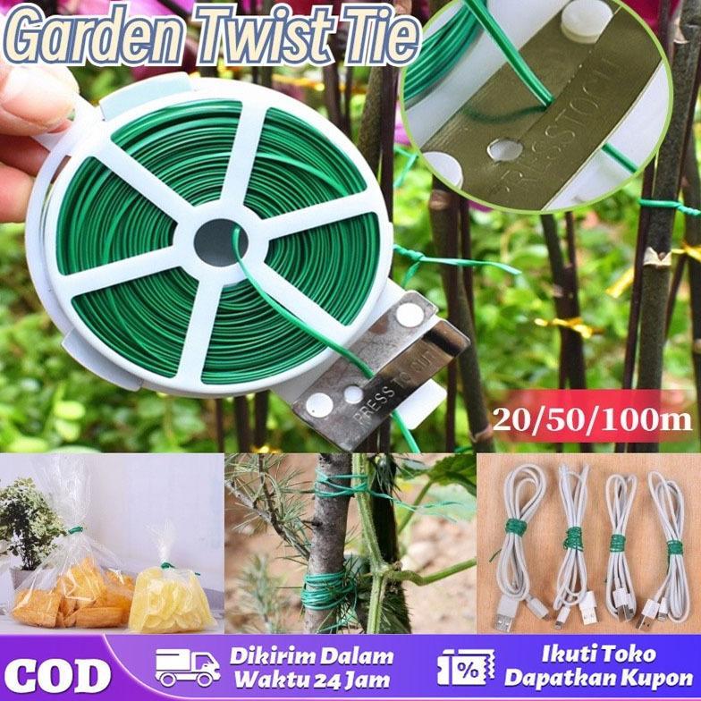 Promo Cod Twist Tie/Garden Twist Tie /Green Coated Wire Twist Tie / Kabel Tie Pengikat Tanaman 50/10