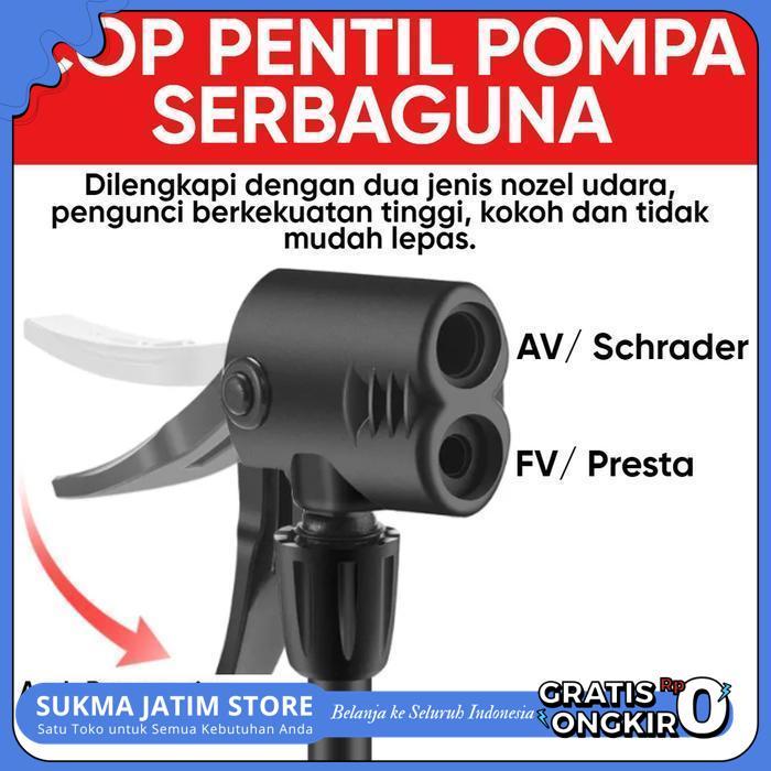 COP POMPA DOBEL MOTOR/SEPEDA/FIXIE COP PENTIL POMPA SCHRADER PRESTA AV DAN FV SERBAGUNA SEPEDA MOTOR
