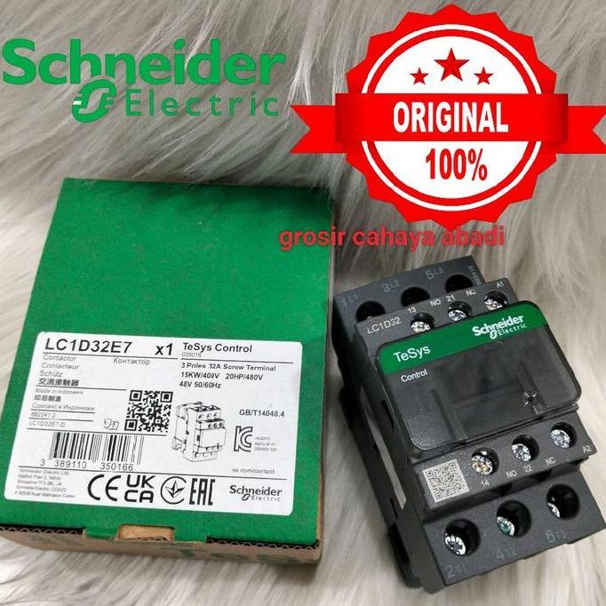 Contactor/Kontaktor Schneider 32A 48Vac 3Phase Lc1D32E7/Kontaktor Schneider Tesys Control Lc1D32E7 O