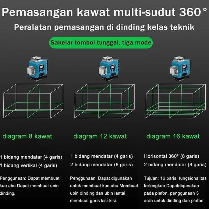 Bahreee_ - Dewei 8/12/16 Line Laser Level Waterpass Laser Digital Indoor Outdoor