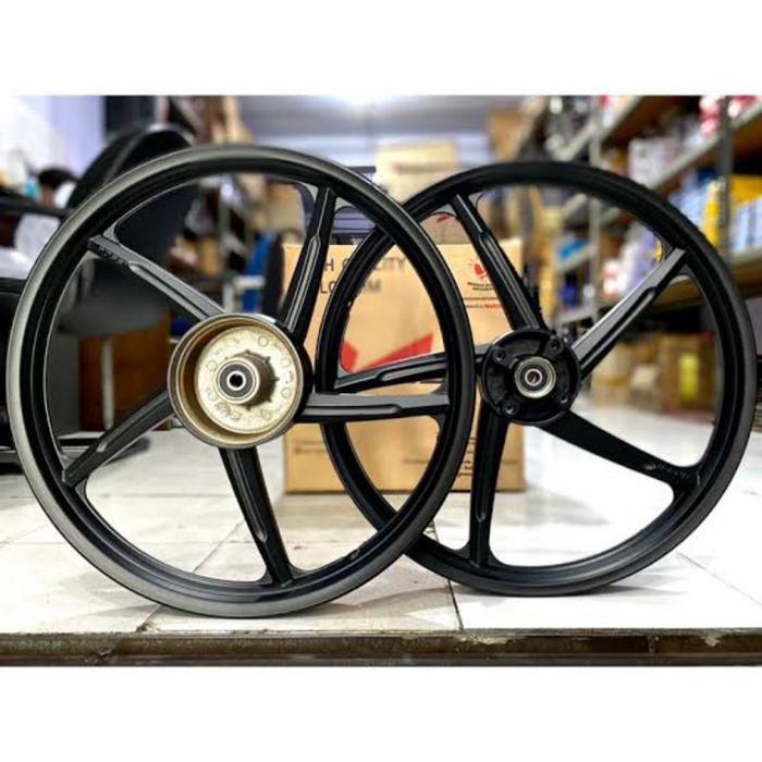(Cod) (Termasuk Pakcing Dus Dan Bubble) Velg Rossi Zigen Falcon Model Ori Palang 5 Standart Hitam Kh