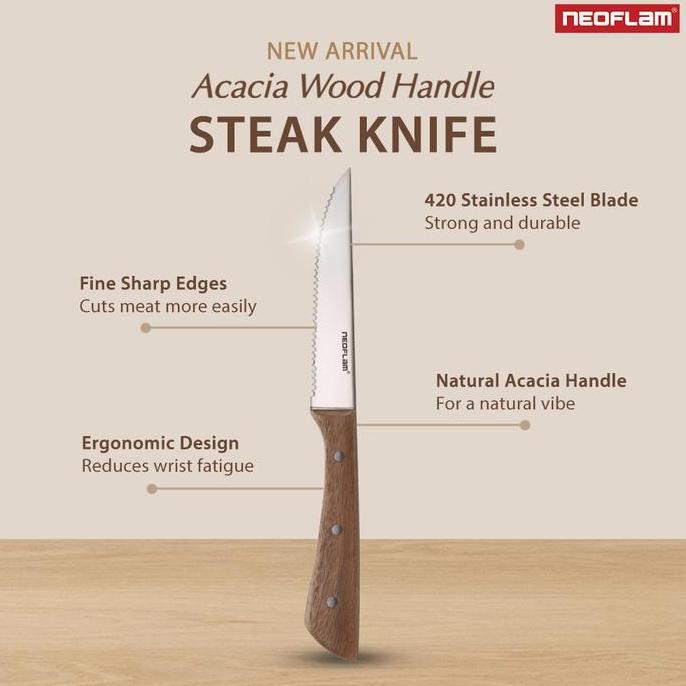 New- Neoflam Acacia Knife / Dapur / Gagang Kayu Akasia