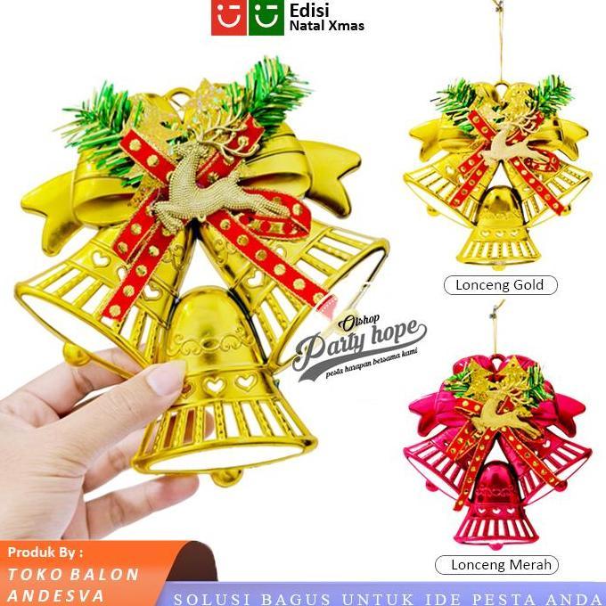 ~@~@~@~@] Hiasan Gantung Lonceng Pipih Ornamen Rusa / Ornamen Gantung lonceng Krans pohon natal / De
