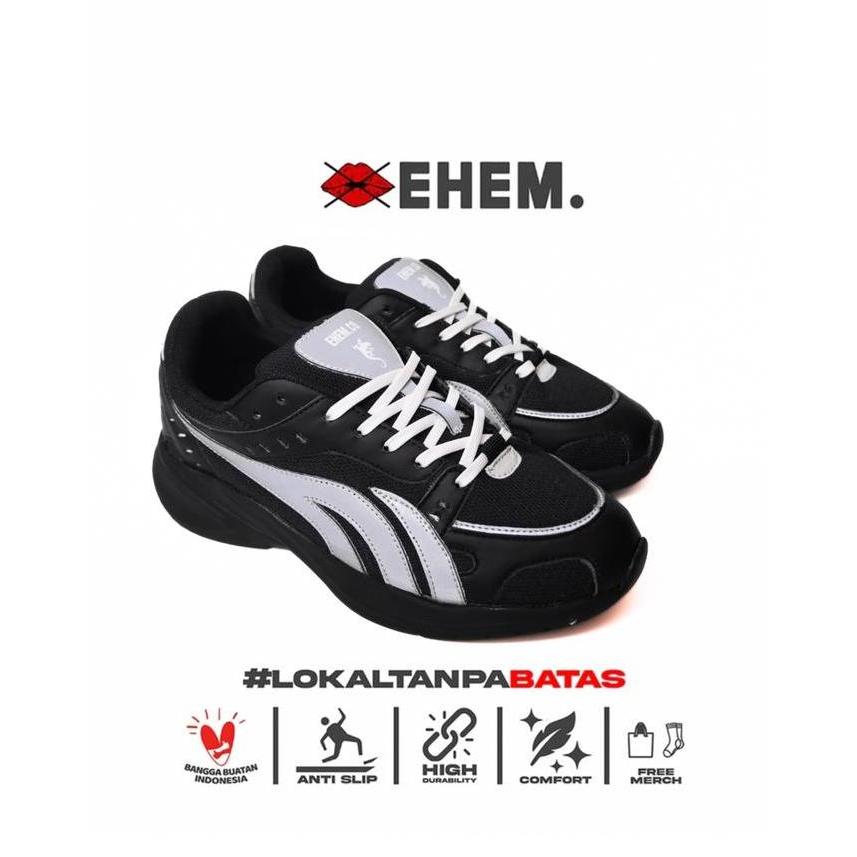 Ehem - Sepatu Sneakers Unisex lexis Black Flash Running