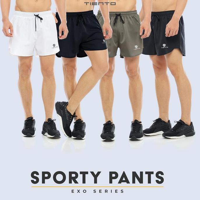Tiento Short Pants Sporty Exo Series Celana Pendek Fitness Olahraga Gym Lari Pria Parasut