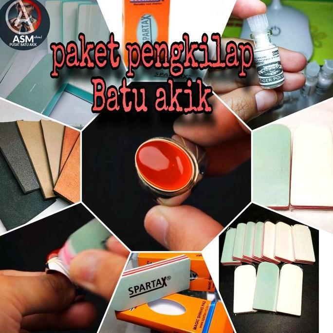New- Paket Pengkilap Batu Akik Spartax dengan Spon Kulit Kain dan Serbuk Intan - Barang Berkualitas 