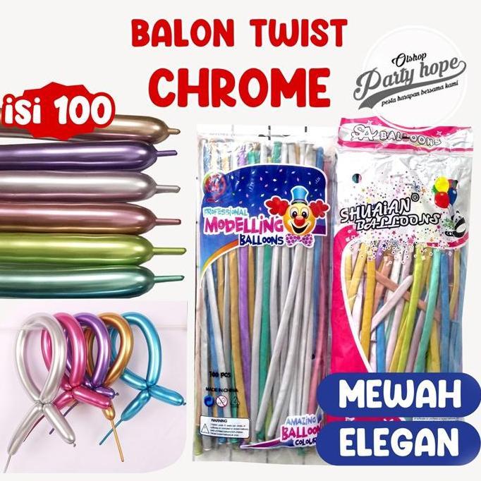 ,,,,,,,] Balon Latex Twist Grosir / balon pentil chrome / balon cacing chrome