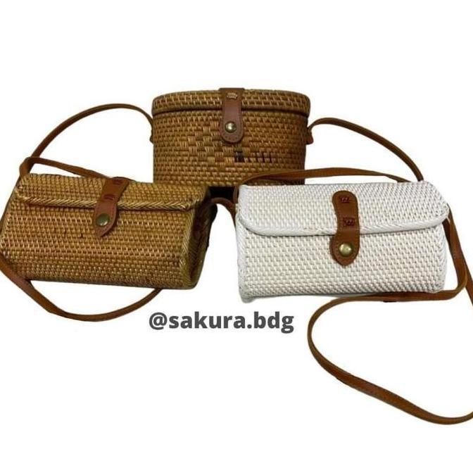 Promo Murah TP8 - Tas rotan anyaman Bali tas wanita etnik handmade selempang