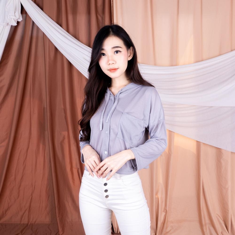 Hoodie Mona - Sweater Hoodie Crop/ Hoodie Wanita/ Crop Blouse/ Sweater Hoodie/ Hoodie Lengan Panjang
