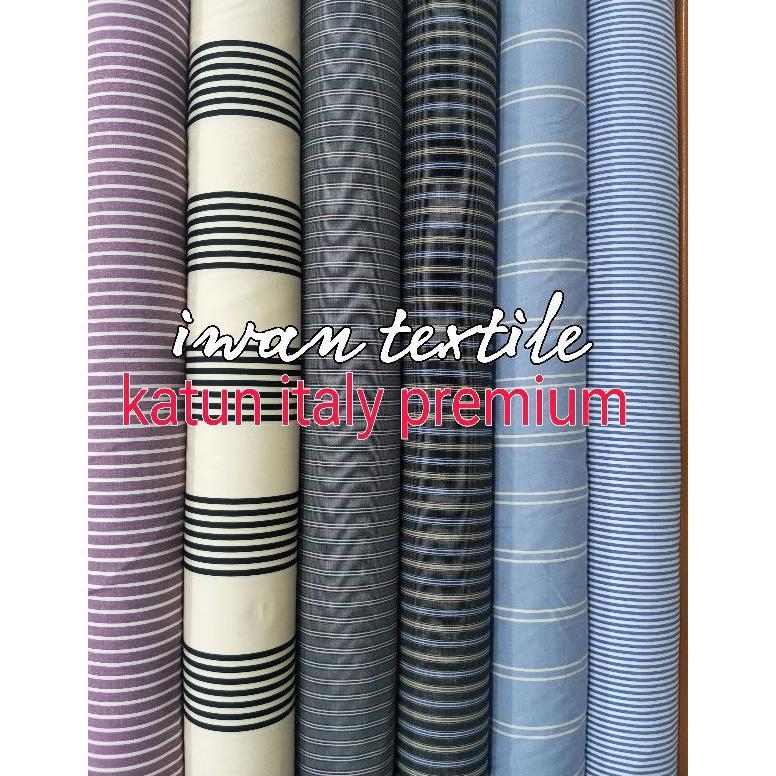 KAIN KATUN ITALY KATUN IMPORT PREMIUM BAHAN KEMEJA GARIS GARIS