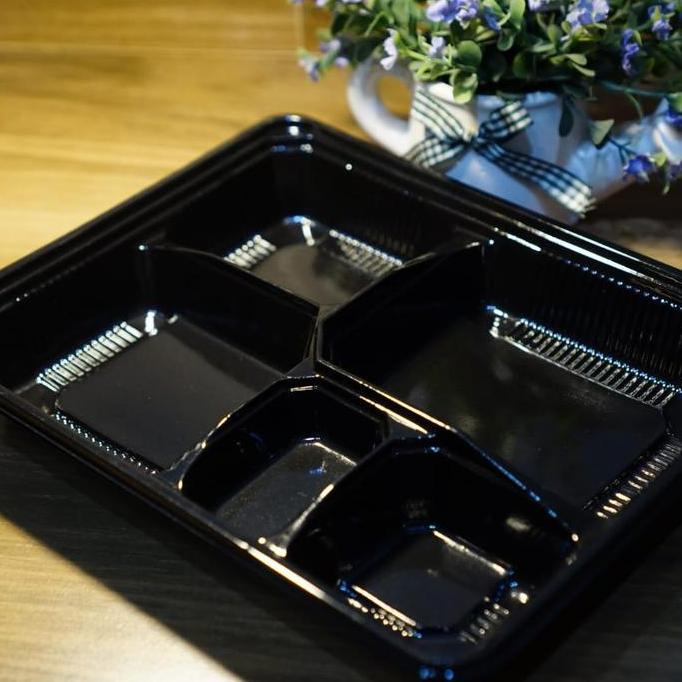 Bento sekat 5 hitam/mika bento sekat 5/tray bento/box bento