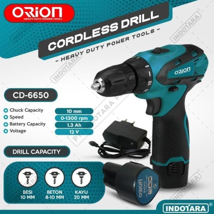 Mesin Bor Baterai Cordless Drill Bor Tangan Baterai 12V Orion CD-6650P