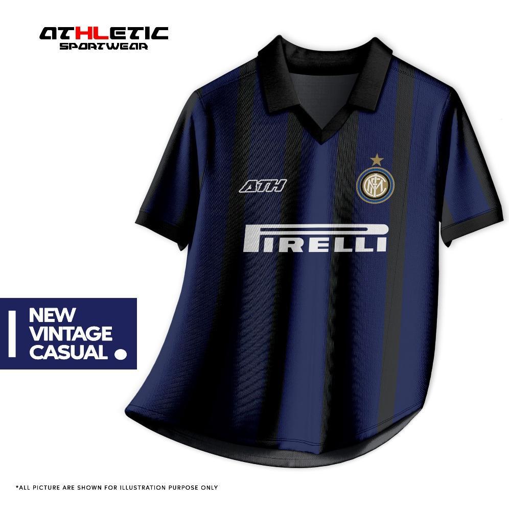 URBANMERCH00 Jersey Vintage Bola Fantasy Inter Milan Home 2013-14 Fullprinting Casual - Atasan