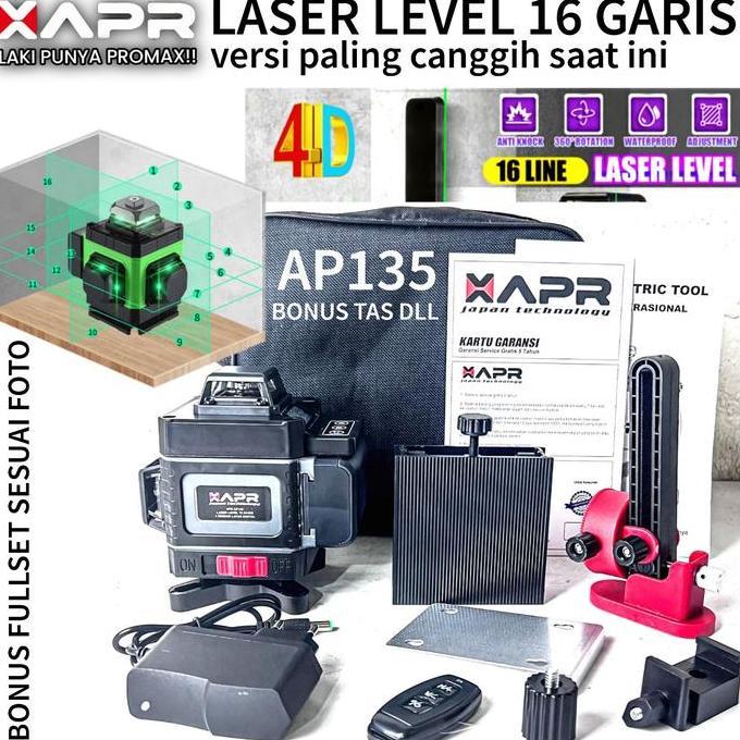 BARU Laser level 16 line APR ap135 leveling sudut siku kerataan dan kemiringan 16 garislaserhijau [t