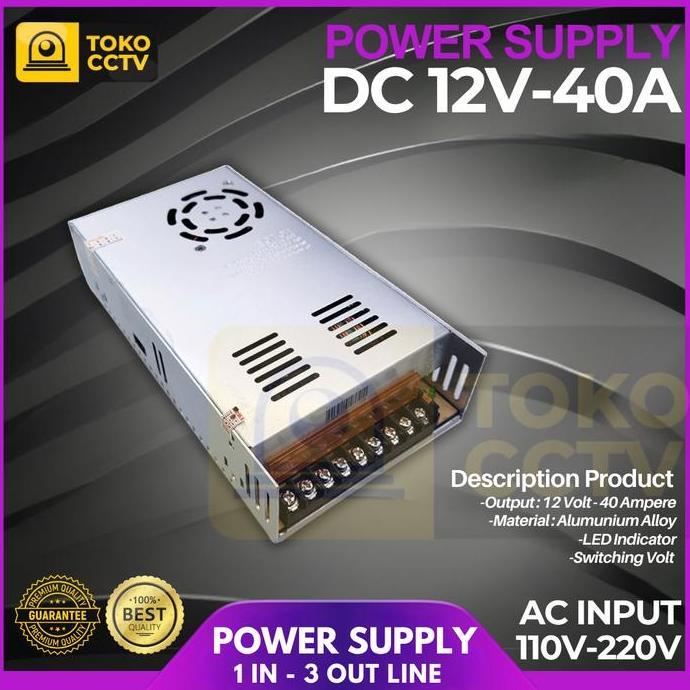 Promo POWER SUPPLY 12V/40A SWITCHING PSU 12 volt 40 Ampere Diskon