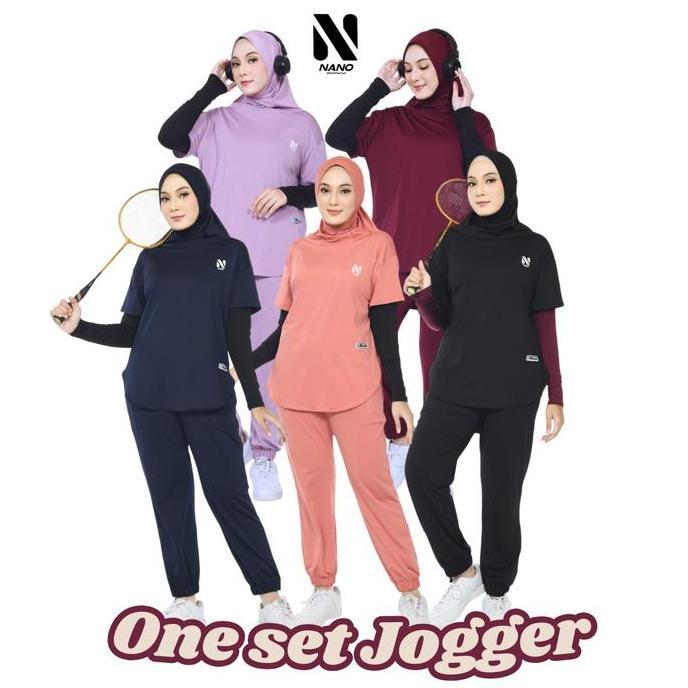Promo Nano Sportswear Baju Senam Muslim Wanita Jogger / Setelan Baju Senam Jogger / One Set Wanita J