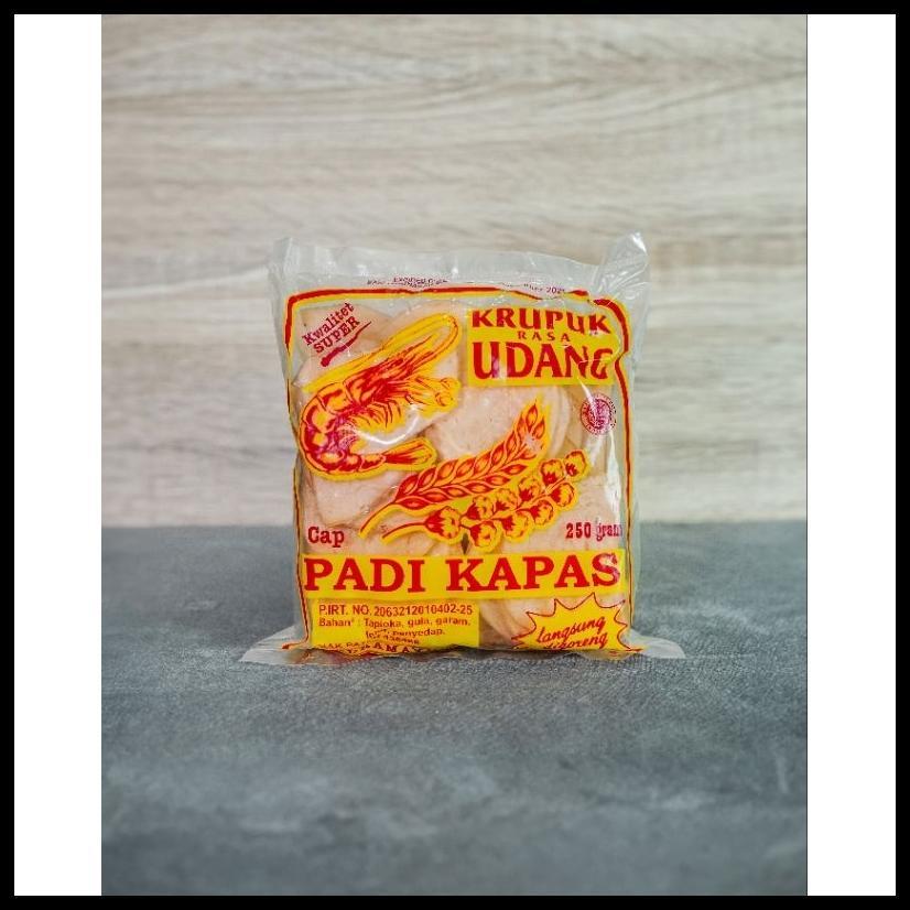 KERUPUK MENTAH RASA UDANG CAP PADI DAN KAPAS UKURAN SEDANG KEMASAN 250 GRAM