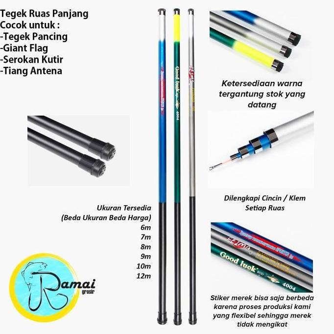 Joran Tegek 1200 12m Ruas Panjang 1m 12 Section Giant Flag