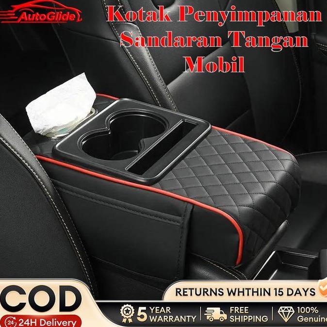 yemdiskot - armrest 5in1 premium leather console organizer with cup holder tissue slot