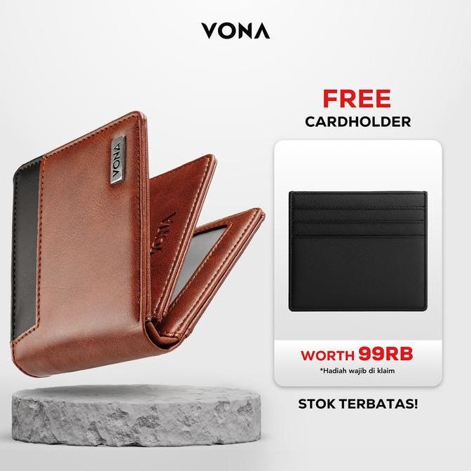 Vindasime12 - VONA Zander Wallet - Dompet Pria Lipat Tiga Dengan Extra Slot Kartu Kulit Sintetis PU 