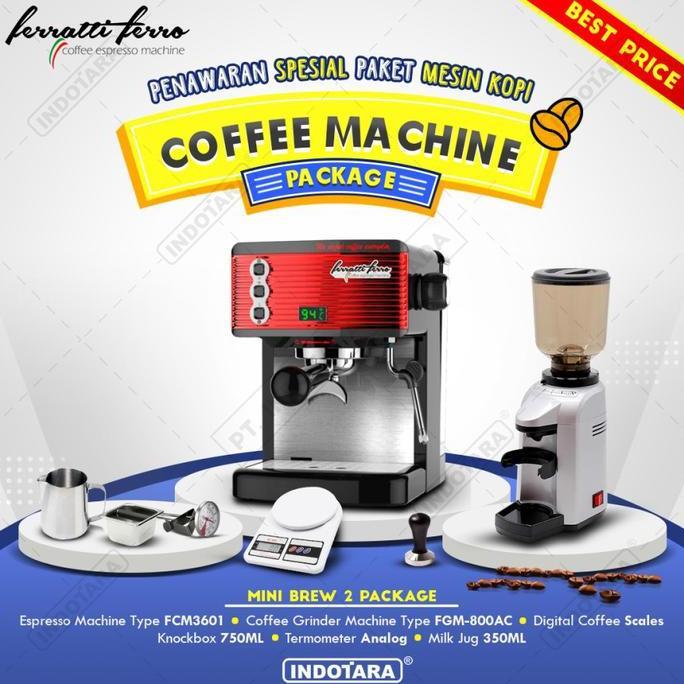 Terlaris Paket Mesin Kopi Espresso / Mesin Kopi Ferratti Ferro - Mini Brew 2