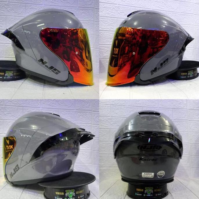HELM NJS KAIROZ SOLID STONE GREY PAKET GANTENG Terlaris