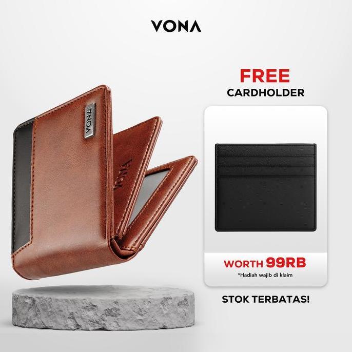 Vindasime12 - VONA Zander Wallet - Dompet Pria Lipat Tiga Dengan Extra Slot Kartu Kulit Sintetis PU 