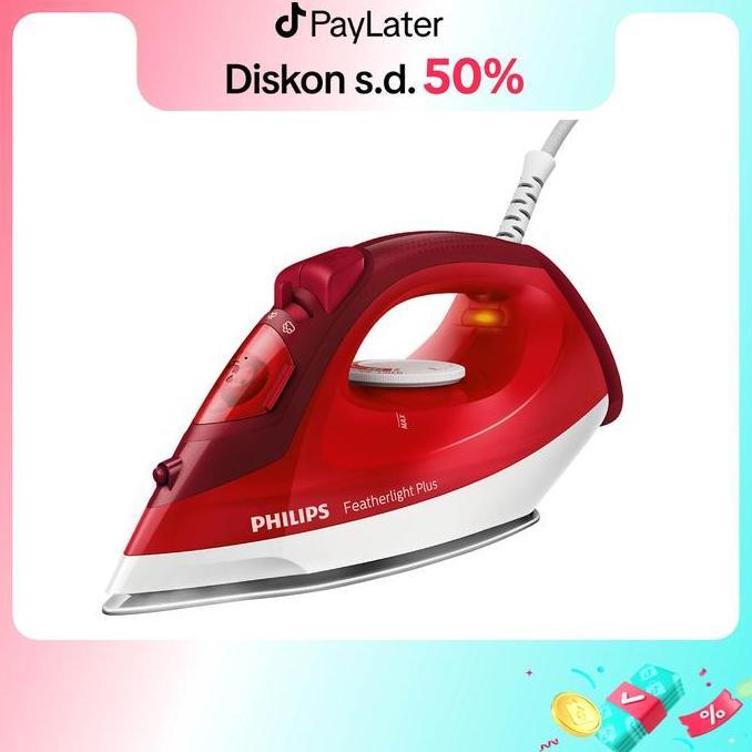 Terlaris Philips Setrika Uap Gc1424/45 Merah - Setrika Uap Optimal, Tapak Non-Stick, Setrika Philips