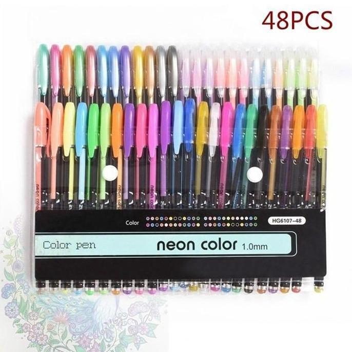 Gel pen Glitter Pastel 48 warna DAVIS Promo Premium