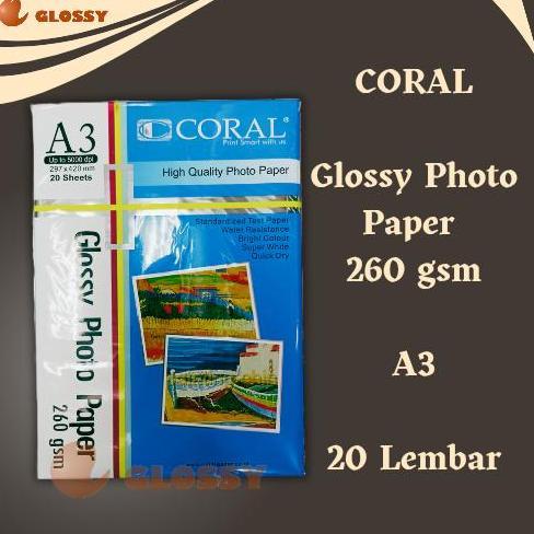 Coral Glossy Photo Paper A3 260 Gsm