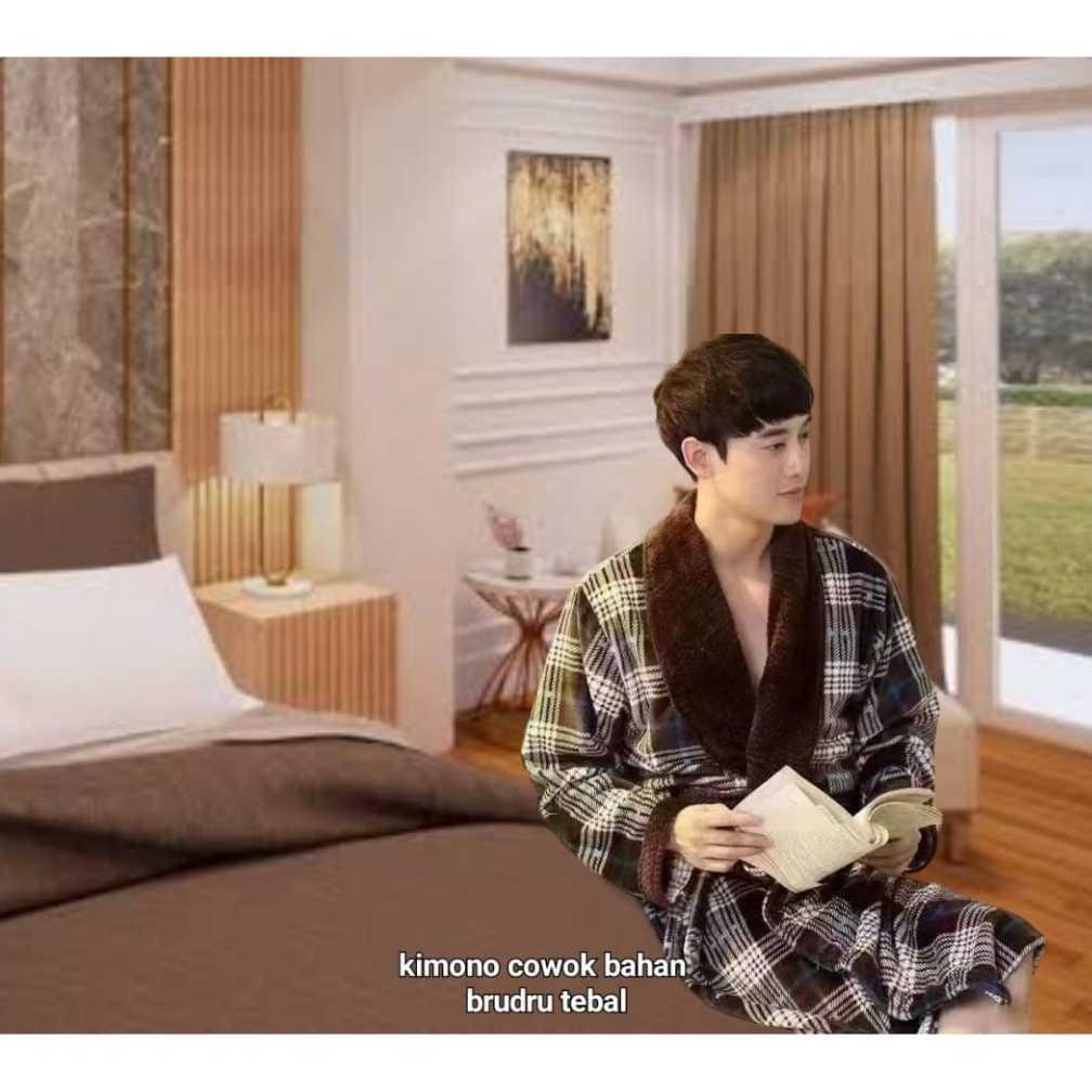 Baju Tidur Kimono Cowok Bahan Kaos Katun Premium