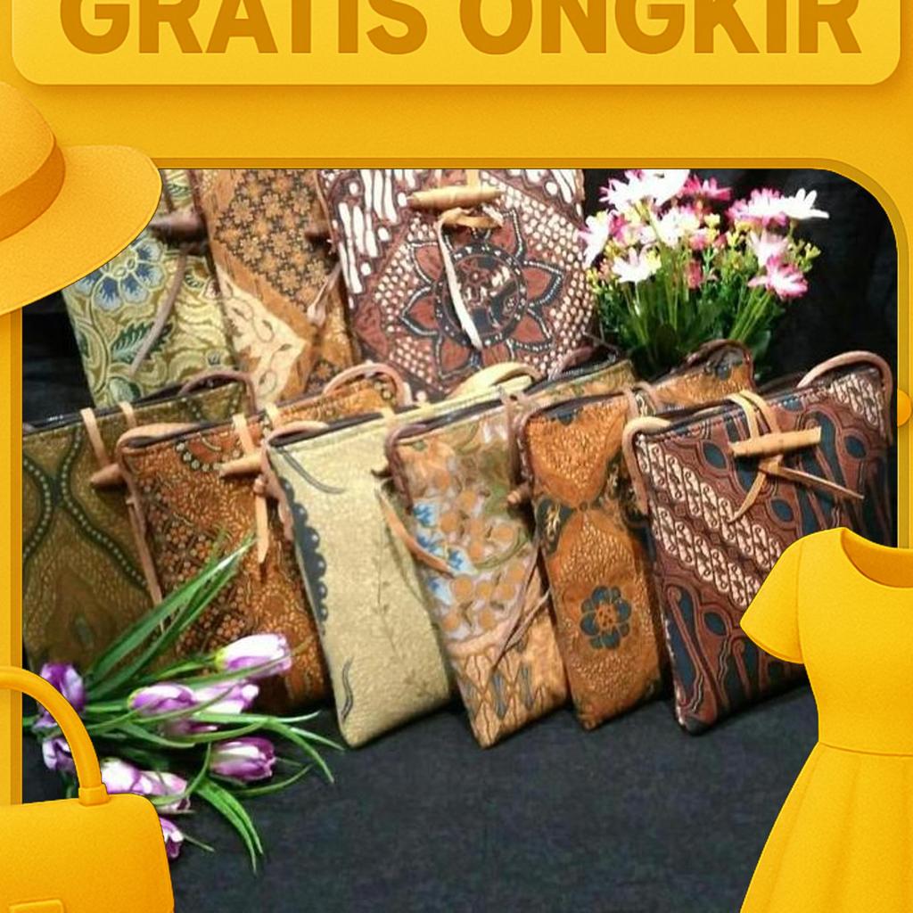 Tas Selempang Batik Lawasan Strap Kulit Mini Simple
