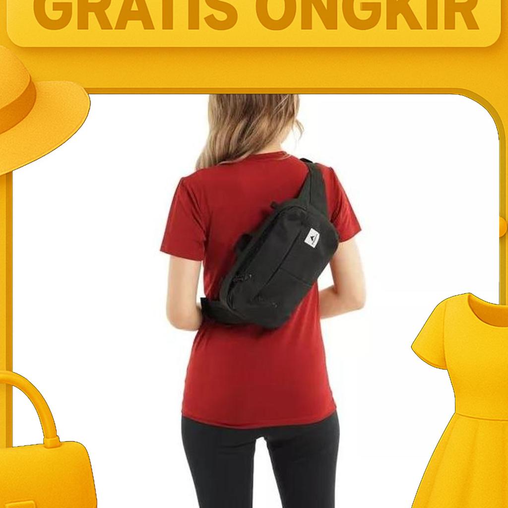 Tas Selempang Wanita Eiger 910007601 Black Rivera Fanny Pack 3L Pinggang