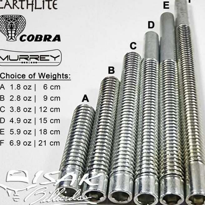 Earthlite Cobra Murrey Weight Bolt - Baut Pemberat Cue Stick Billiard