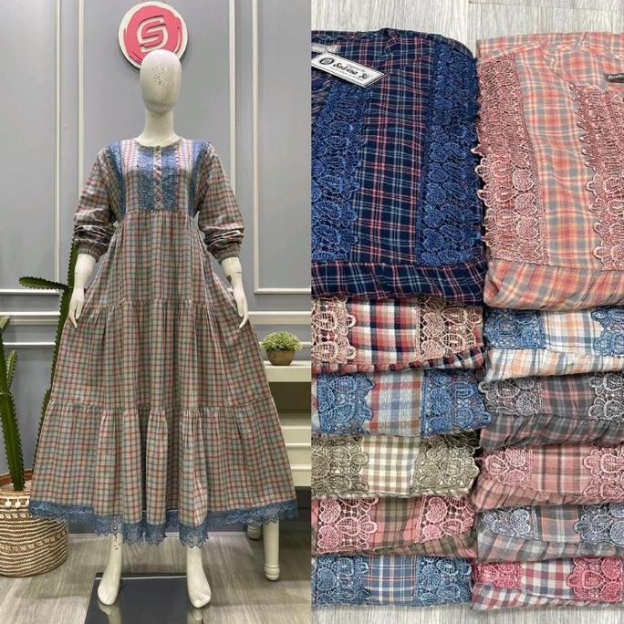 Gamis Salvina Katun Triset renda bawah besar ||||||||||