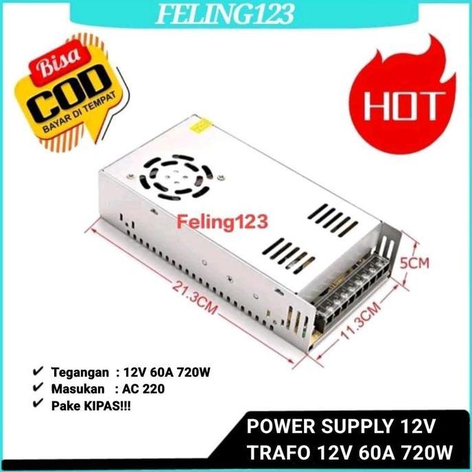 Switching Power Supply PSU 12V 60A High Quality, 12 Volt 60 Ampere Fan