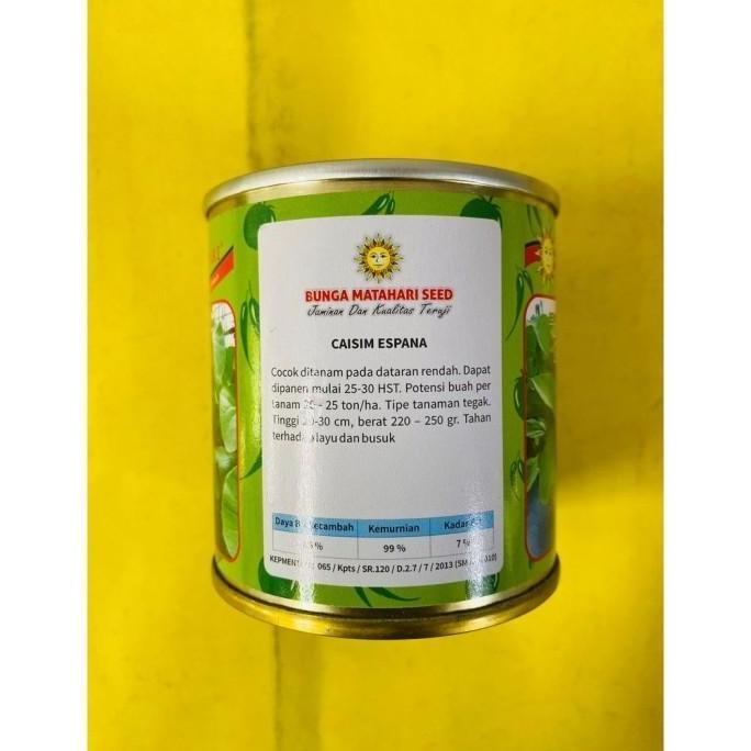Benih sawi caisim unggul ESPANA kaleng 100gr dr BUNGA MATAHARI SEED