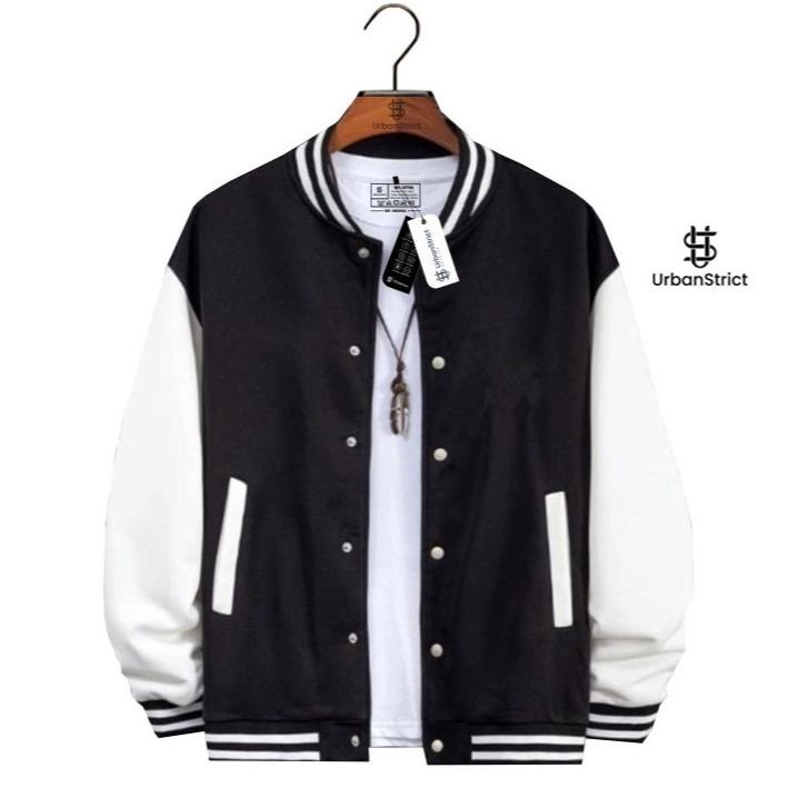 Urbanstrict - Varsity Baseball Jacket UnisexHitamPutih
