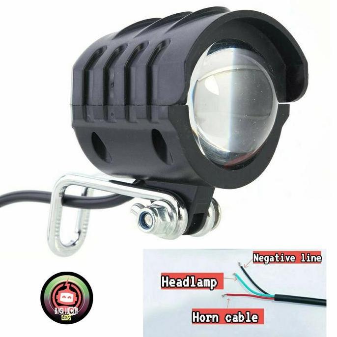 lampu + klakson sepeda listrik 36v 48v 60v headlamp scooter listrik