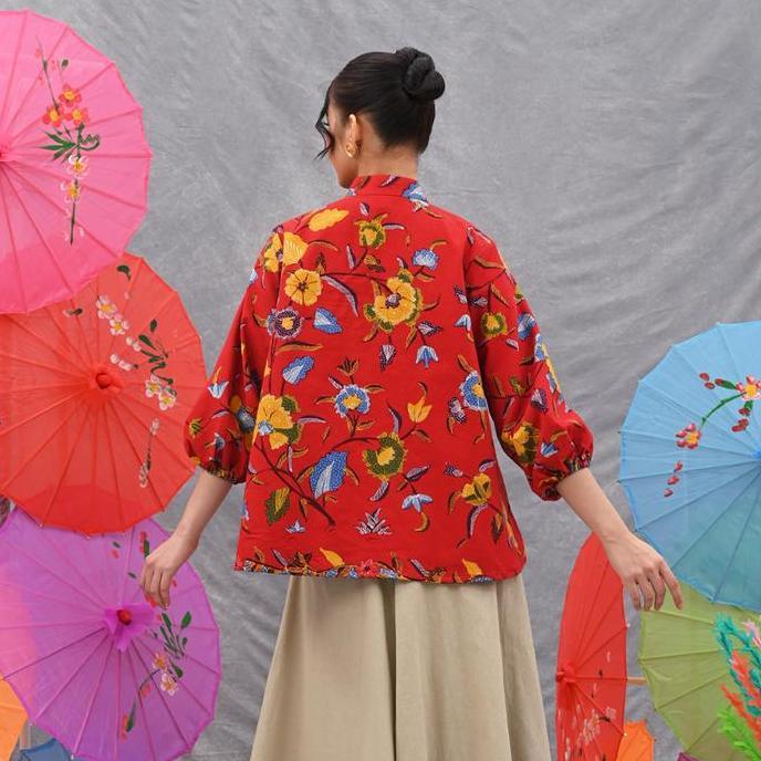 NONA RARA - Aria Tulis Betawi T4162, Baju kerja batik blouse wanita modern