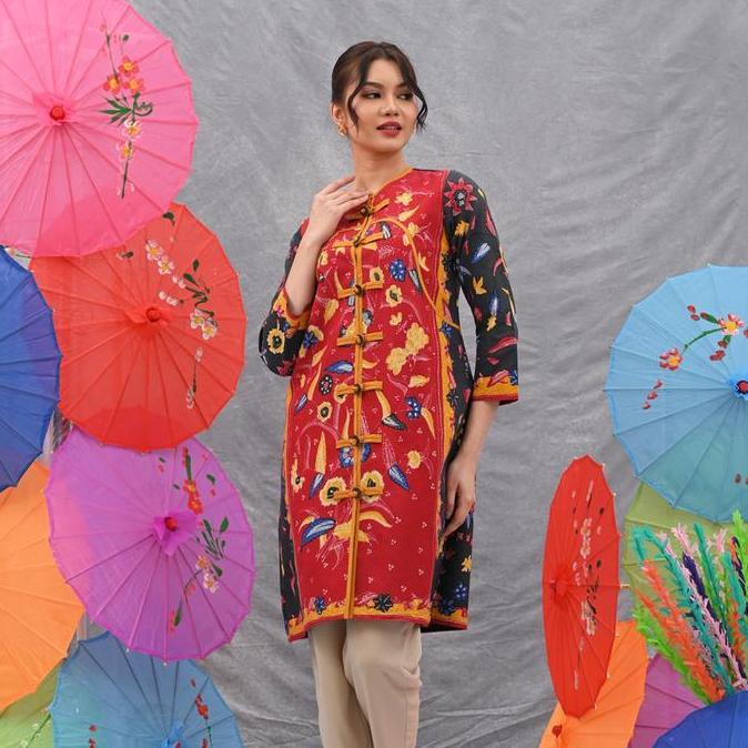 NONA RARA - Amina Tulis Betawi D0540, Baju kerja dress batik wanita modern