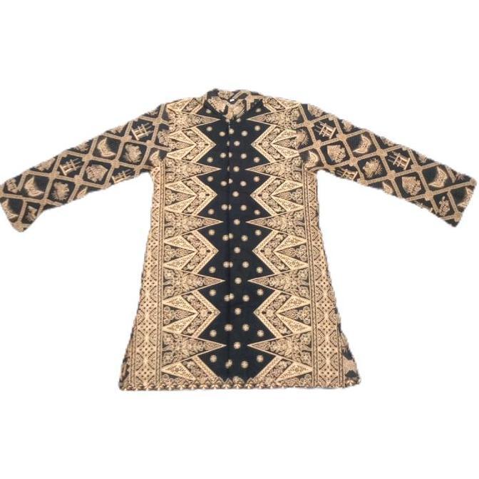 Atasan/Baju batik khas Baduy Banten Motif Angklung kuning/Gold Hitam Wanita Katun