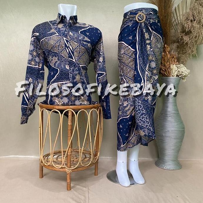 FILOSOFI KEBAYA - ROK LILIT BATIK COUPLE KEMEJA LENGAN PANJANG SET ROK BATIK MOTIF TERBARU Kondangan