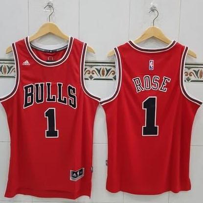 Baju Jersey Basket NBA Swingman Derrick Rose Chicago Bulls Red Terlaris